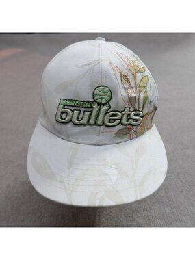 Washington Bullets Hat White Fitted 7 3/8 Embroidered Floral Hardwood Classics